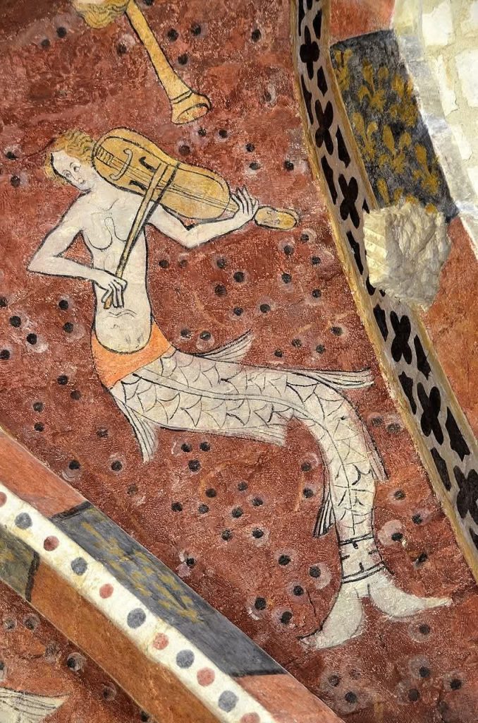 Siren musicians mural, Ancien Palais Episcopal, Beuvais, France (16th Century)