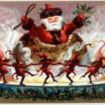 Victorian Christmas card: Santa and imps