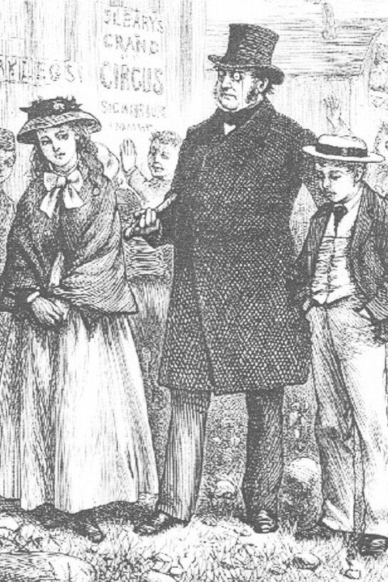 Thomas Gradgrind apprehends his children Louisa and Tom at the Circus, Hard Times by Charles Dickens